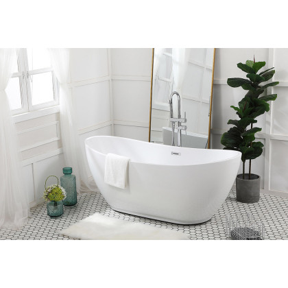 Elegant Soaking Double Slipper Bathtub - White, D 67" (BT10367GW)