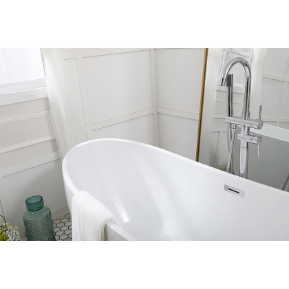 Elegant Soaking Double Slipper Bathtub - White, D 67" (BT10367GW)