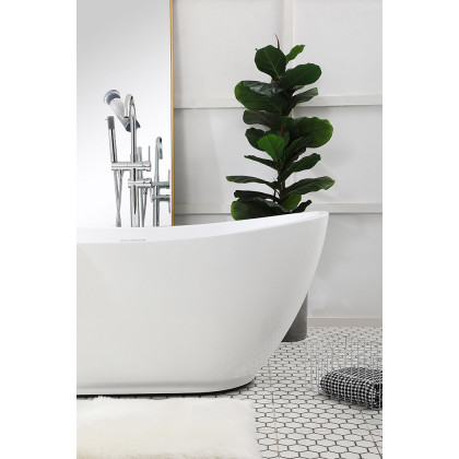 Elegant Soaking Double Slipper Bathtub - White, D 67" (BT10367GW)