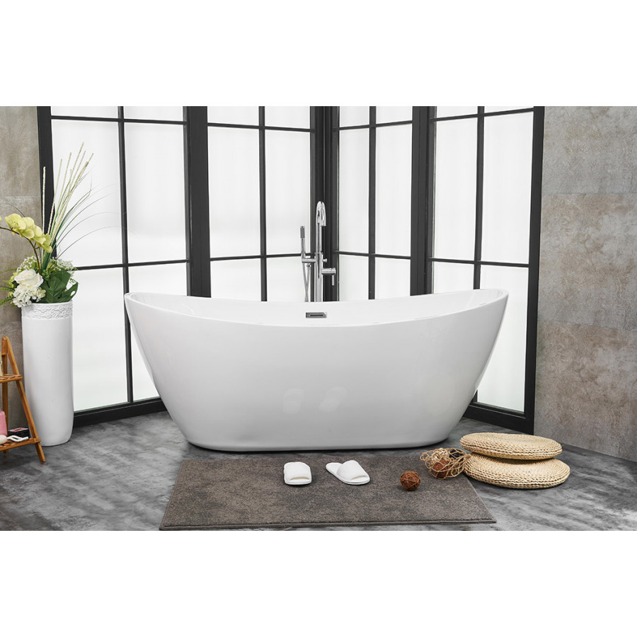 Elegant Soaking Double Slipper Bathtub - White, D 72" (BT10372GW)