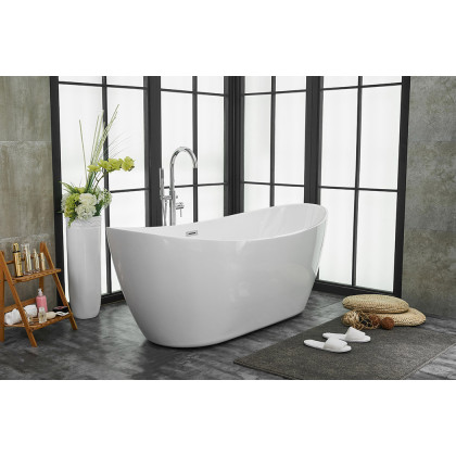 Elegant Soaking Double Slipper Bathtub - White, D 72" (BT10372GW)