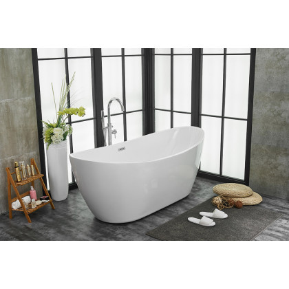 Elegant Soaking Double Slipper Bathtub - White, D 72" (BT10372GW)