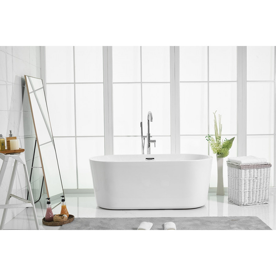 Elegant Soaking Roll Top Bathtub - White, D 59" (BT10659GW)