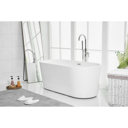 Elegant Soaking Roll Top Bathtub - White, D 59" (BT10659GW)