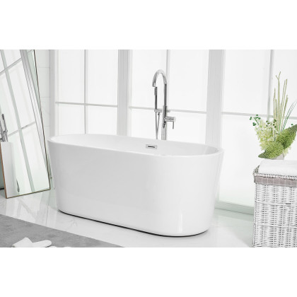 Elegant Soaking Roll Top Bathtub - White, D 59" (BT10659GW)