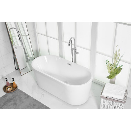 Elegant Soaking Roll Top Bathtub - White, D 59" (BT10659GW)