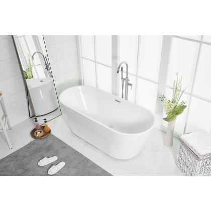 Elegant Soaking Roll Top Bathtub - White, D 65" (BT10665GW)