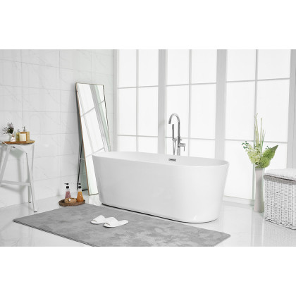 Elegant Soaking Roll Top Bathtub - White, D 71" (BT10671GW)