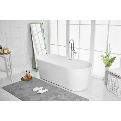 Elegant Soaking Roll Top Bathtub - White, D 71" (BT10671GW)