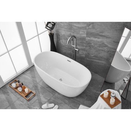 Elegant Soaking Roll Top Bathtub - White, D 59" (BT10759GW)