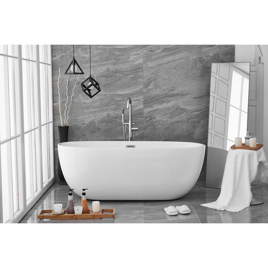 Elegant Soaking Roll Top Bathtub - White, D 67" (BT10767GW)