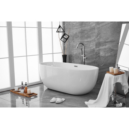 Elegant Soaking Roll Top Bathtub - White, D 67" (BT10767GW)