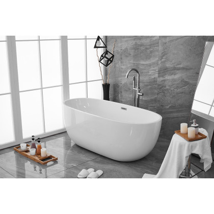 Elegant Soaking Roll Top Bathtub - White, D 67" (BT10767GW)