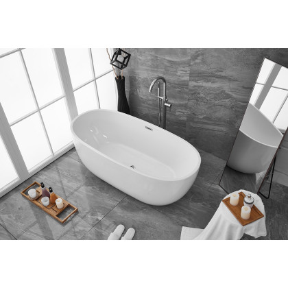 Elegant Soaking Roll Top Bathtub - White, D 67" (BT10767GW)