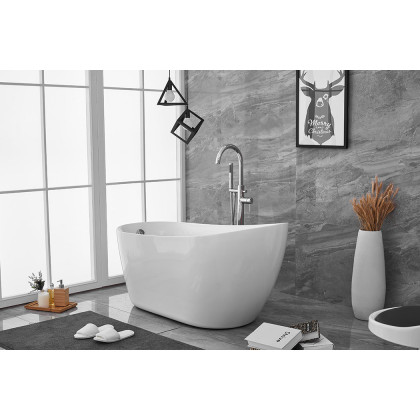 Elegant Soaking Single Slipper Bathtub - White, D 54" (BT10854GW)