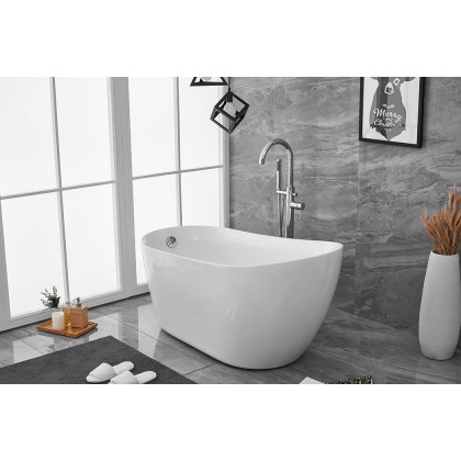 Elegant Soaking Single Slipper Bathtub - White, D 54" (BT10854GW)