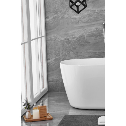Elegant Soaking Single Slipper Bathtub - White, D 54" (BT10854GW)