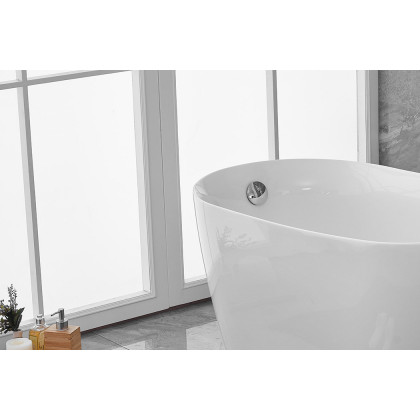 Elegant Soaking Single Slipper Bathtub - White, D 54" (BT10854GW)