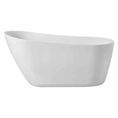 Elegant Soaking Single Slipper Bathtub - White, D 59" (BT10859GW)