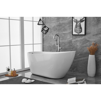 Elegant Soaking Single Slipper Bathtub - White, D 59" (BT10859GW)
