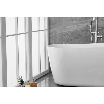 Elegant Soaking Single Slipper Bathtub - White, D 59" (BT10859GW)