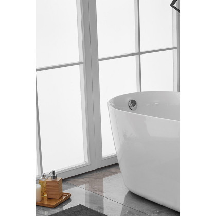 Elegant Soaking Single Slipper Bathtub - White, D 59" (BT10859GW)