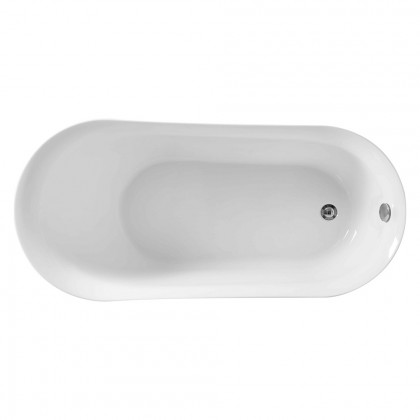 Elegant Soaking Single Slipper Bathtub - White, D 59" (BT10859GW)