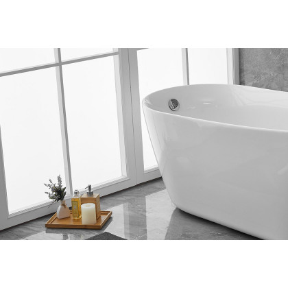 Elegant Soaking Single Slipper Bathtub - White, D 67" (BT10867GW)