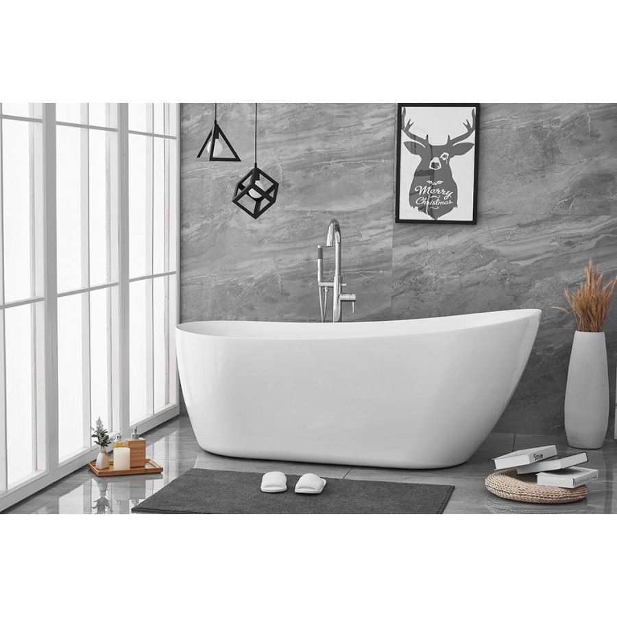 Elegant Soaking Single Slipper Bathtub - White, D 70" (BT10870GW)
