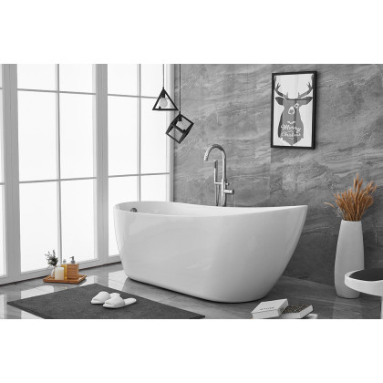 Elegant Soaking Single Slipper Bathtub - White, D 70" (BT10870GW)