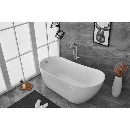 Elegant Soaking Single Slipper Bathtub - White, D 70" (BT10870GW)