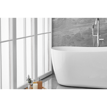 Elegant Soaking Single Slipper Bathtub - White, D 70" (BT10870GW)