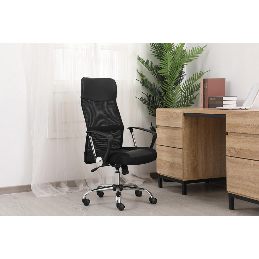 Elegant Script 23"W Vinyl Upholstered Adjustable Chair - Black (CH1001BK)