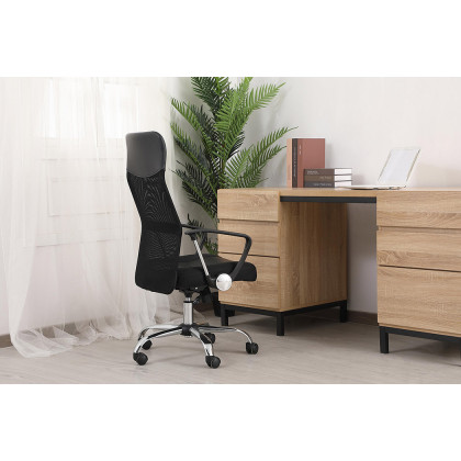 Elegant Script 23"W Vinyl Upholstered Adjustable Chair - Black (CH1001BK)