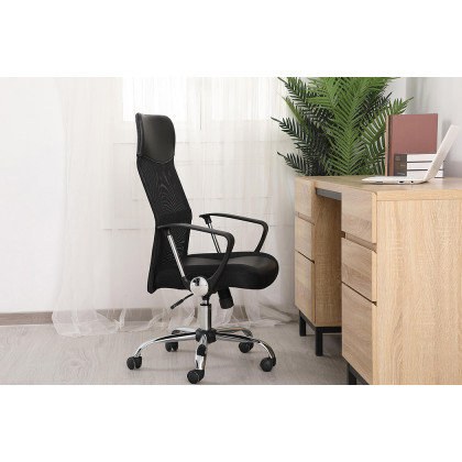 Elegant Script 23"W Vinyl Upholstered Adjustable Chair - Black (CH1001BK)