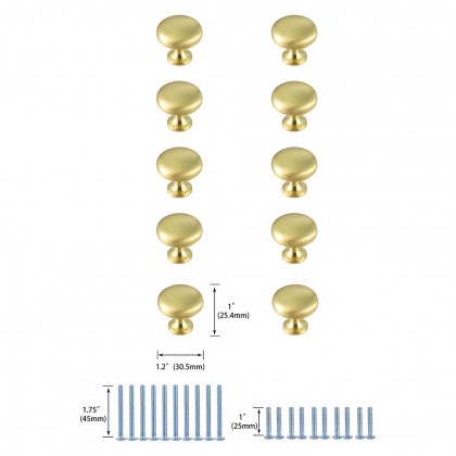 Elegant Cadon Cabinet Knob, Set of 10 - Brushed Gold (KB2002-GD-10PK)