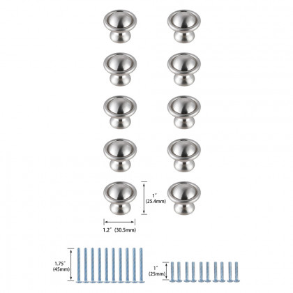 Elegant Cadon Cabinet Knob, Set of 10 - Brushed Nickel (KB2008-NK-10PK)