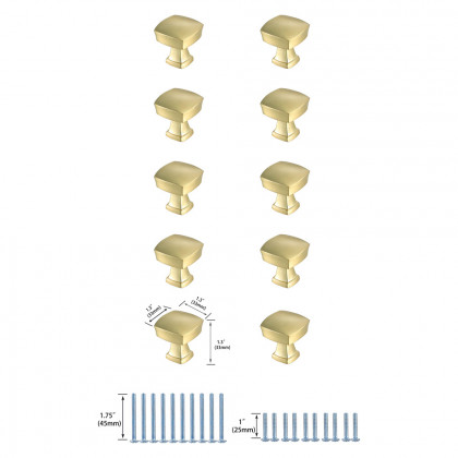 Elegant Cadon Cabinet Knob, Set of 10 - Brushed Gold (KB2022-GD-10PK)