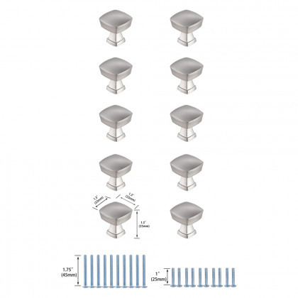 Elegant Cadon Cabinet Knob, Set of 10 - Brushed Nickel (KB2022-NK-10PK)