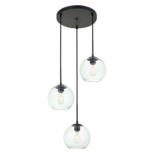 Elegant Baxter 3-Light Pendant - Black, L 18.1" (LD2208BK)