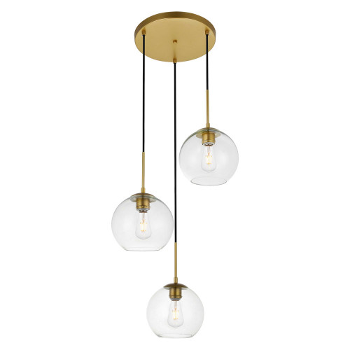 Elegant Baxter 3-Light Pendant - Brass, L 18.1" (LD2208BR)