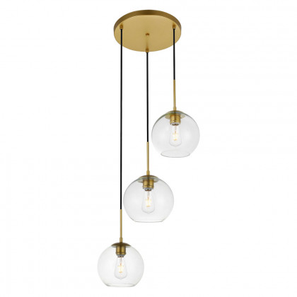 Elegant Baxter 3-Light Pendant - Brass, L 18.1" (LD2208BR)