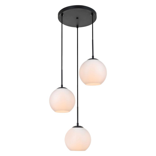 Elegant Baxter 3-Light Pendant - Black, L 18.1" (LD2209BK)
