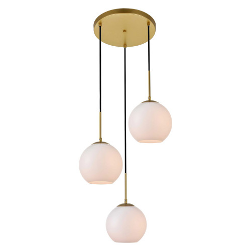 Elegant Baxter 3-Light Pendant - Brass, L 18.1" (LD2209BR)