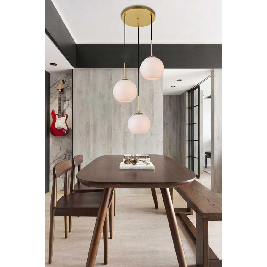 Elegant Baxter 3-Light Pendant - Brass, L 18.1" (LD2209BR)