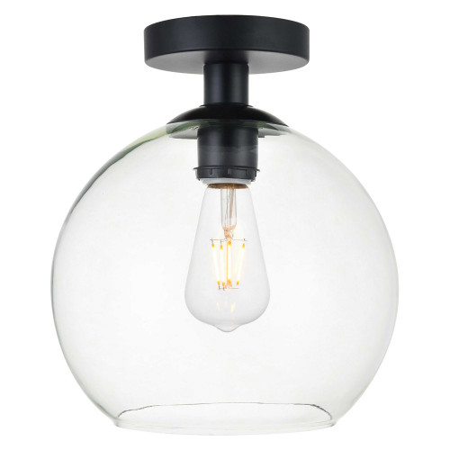 Elegant Baxter 1-Light Flush Mount - Black, L 9.8" (LD2210BK)