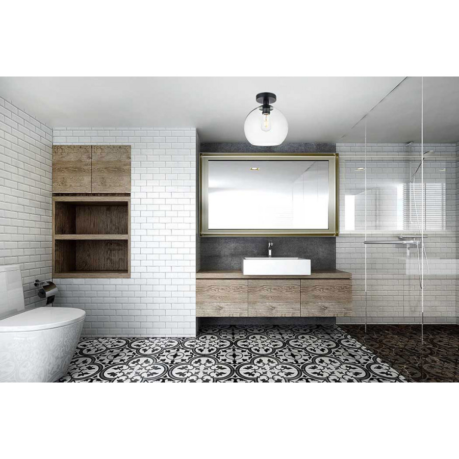 Elegant Baxter 1-Light Flush Mount - Black, L 9.8" (LD2210BK)