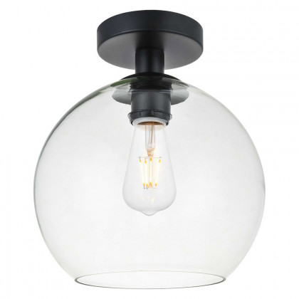 Elegant Baxter 1-Light Flush Mount - Black, L 9.8" (LD2210BK)