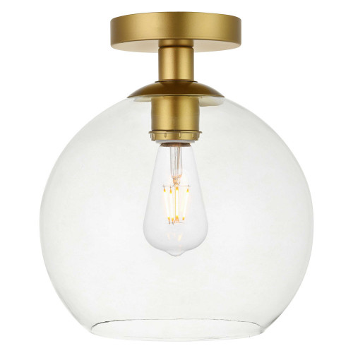 Elegant Baxter 1-Light Flush Mount - Brass, L 9.8" (LD2210BR)
