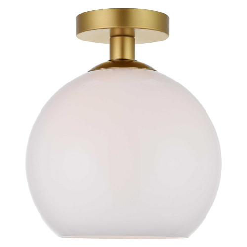 Elegant Baxter 1-Light Flush Mount - Brass, L 9.8" (LD2211BR)